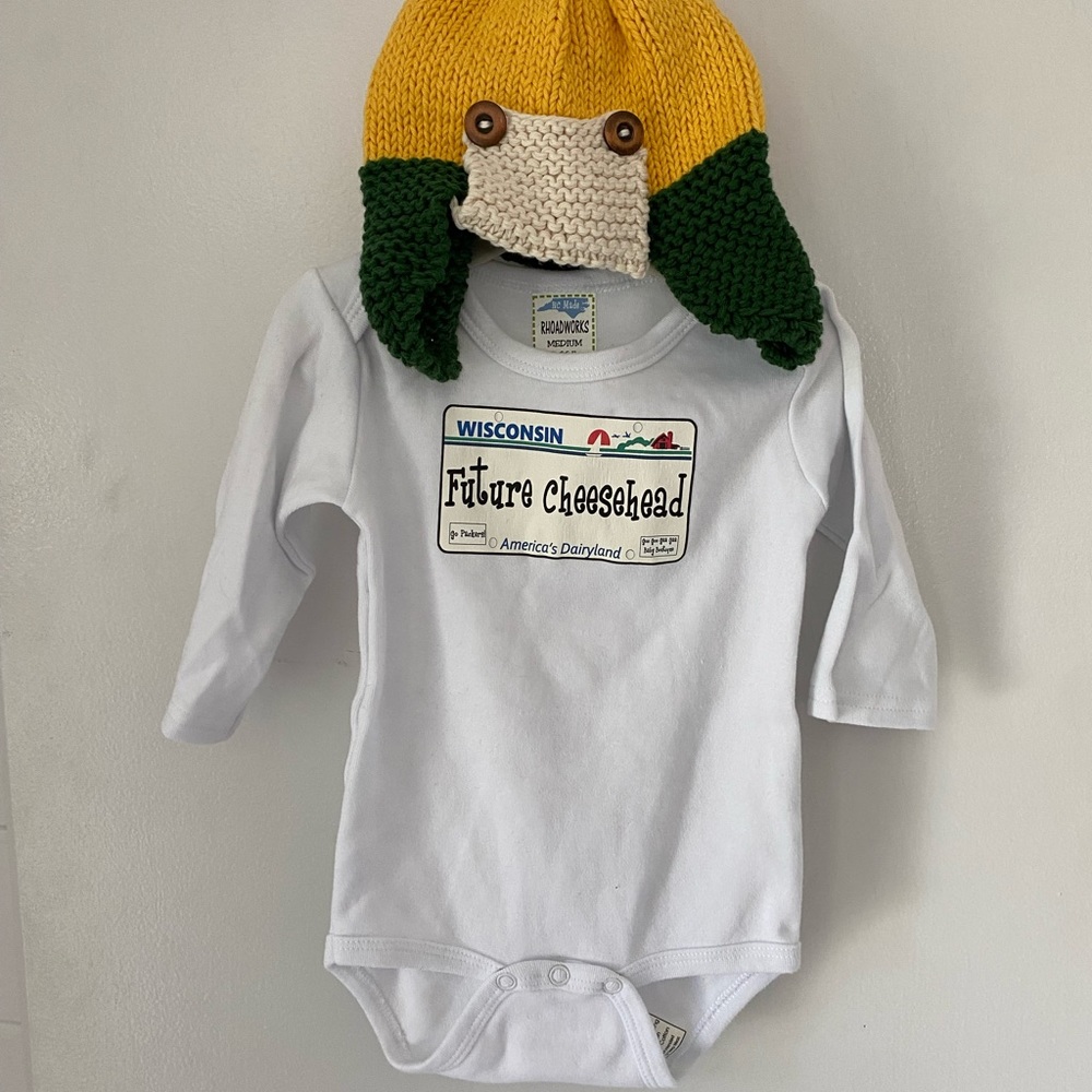 Packer Future Cheesehead Onsie & Crochet Helmet
